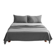 Cosy Club Washed Cotton Sheet Set Grey Double CC-SHEETSET-D-GY-GY