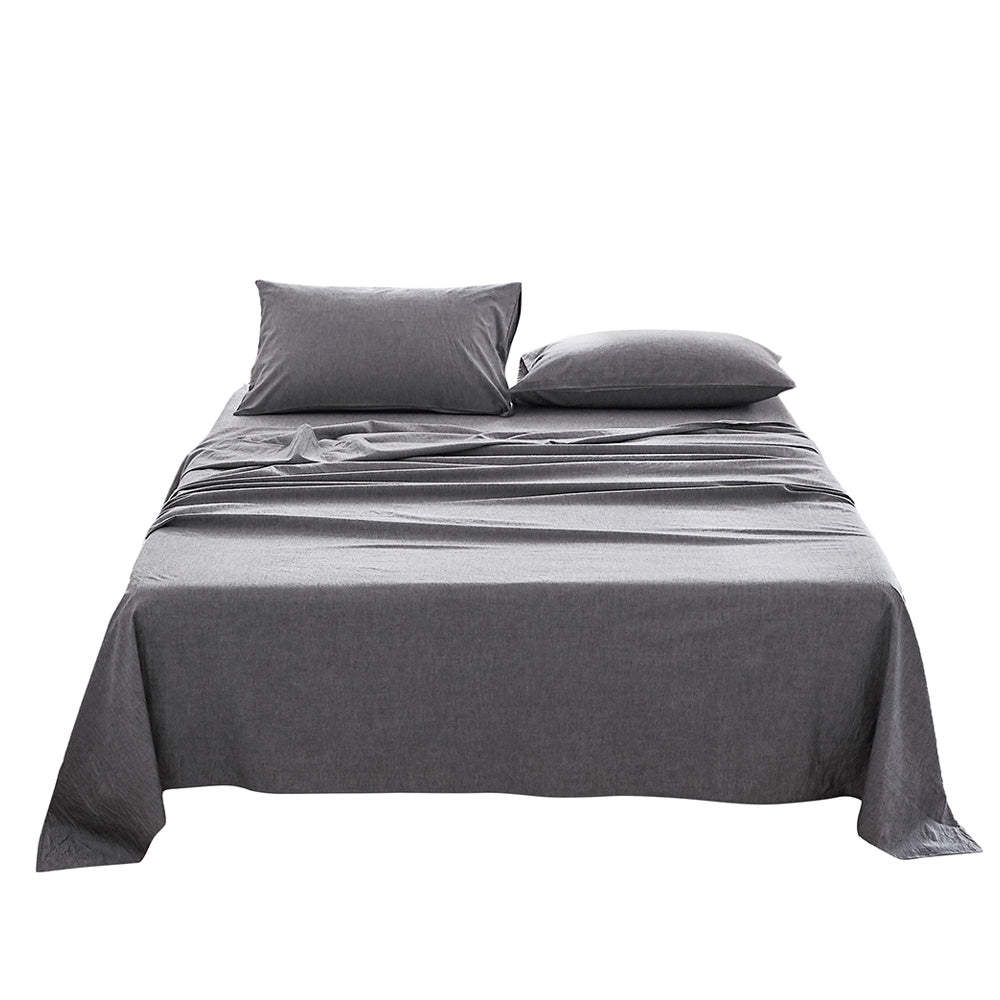 Cosy Club Cotton Bed Sheets Set Black Cover Single CC-SHEETSET-S-BK