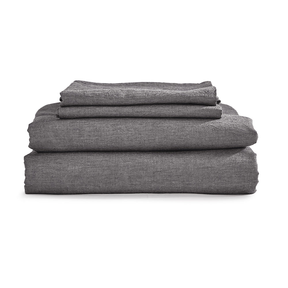 Cosy Club Cotton Bed Sheets Set Black Cover Single CC-SHEETSET-S-BK