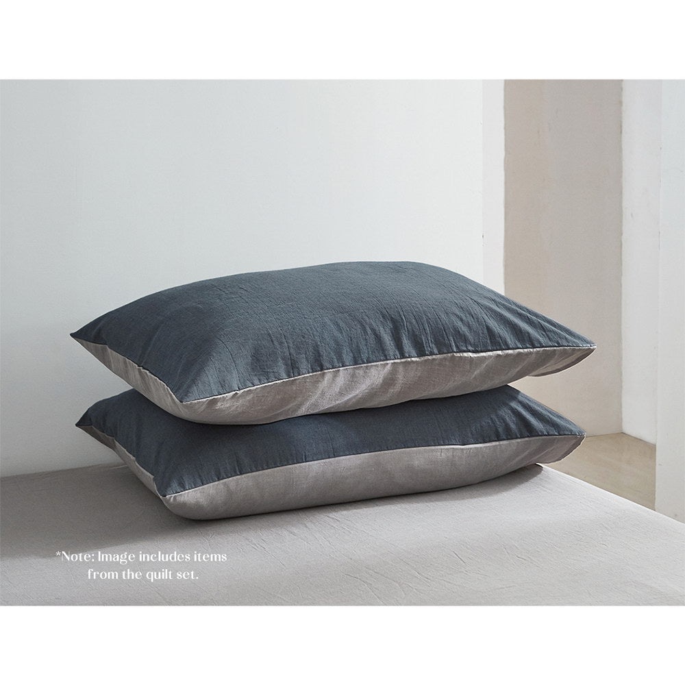 Cosy Club Cotton Bed Sheets Set Navy Grey Cover Single CC-SHEETSET-S-DBL-GR