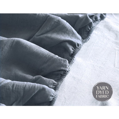 Cosy Club Cotton Bed Sheets Set Navy Grey Cover Single CC-SHEETSET-S-DBL-GR