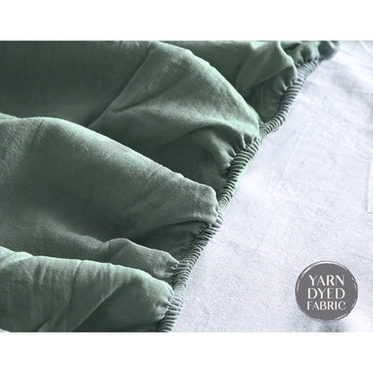 Cosy Club Cotton Bed Sheets Set Green Beige Cover Single CC-SHEETSET-S-GN-BG