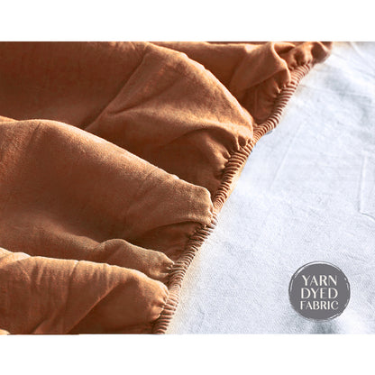 Cosy Club Cotton Bed Sheets Set Orange Brown Cover Single CC-SHEETSET-S-OR-GR