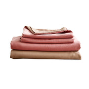 Cosy Club Cotton Bed Sheets Set Pink Brown Cover Single CC-SHEETSET-S-PK-BR