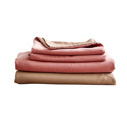Cosy Club Cotton Bed Sheets Set Pink Brown Cover Single CC-SHEETSET-S-PK-BR