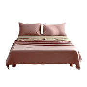 Cosy Club Cotton Bed Sheets Set Pink Brown Cover Single CC-SHEETSET-S-PK-BR