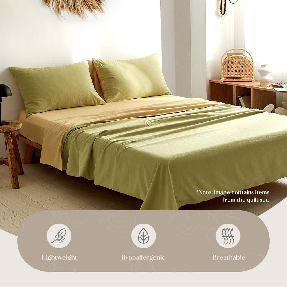 Cosy Club Cotton Bed Sheets Set Yellow Cover Single CC-SHEETSET-S-YE-YE