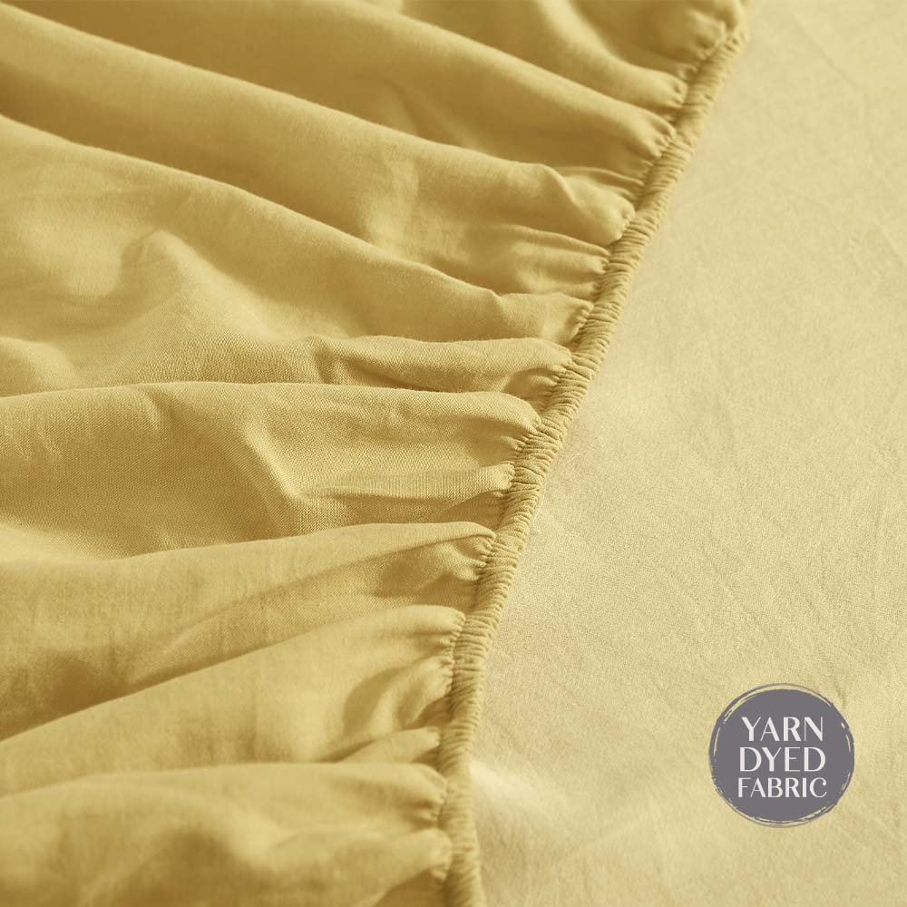 Cosy Club Cotton Bed Sheets Set Yellow Cover Single CC-SHEETSET-S-YE-YE