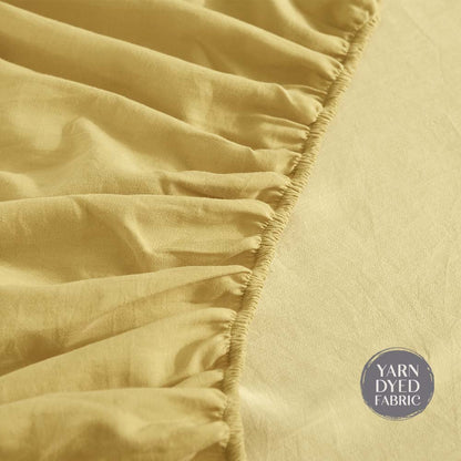 Cosy Club Cotton Bed Sheets Set Yellow Cover Single CC-SHEETSET-S-YE-YE