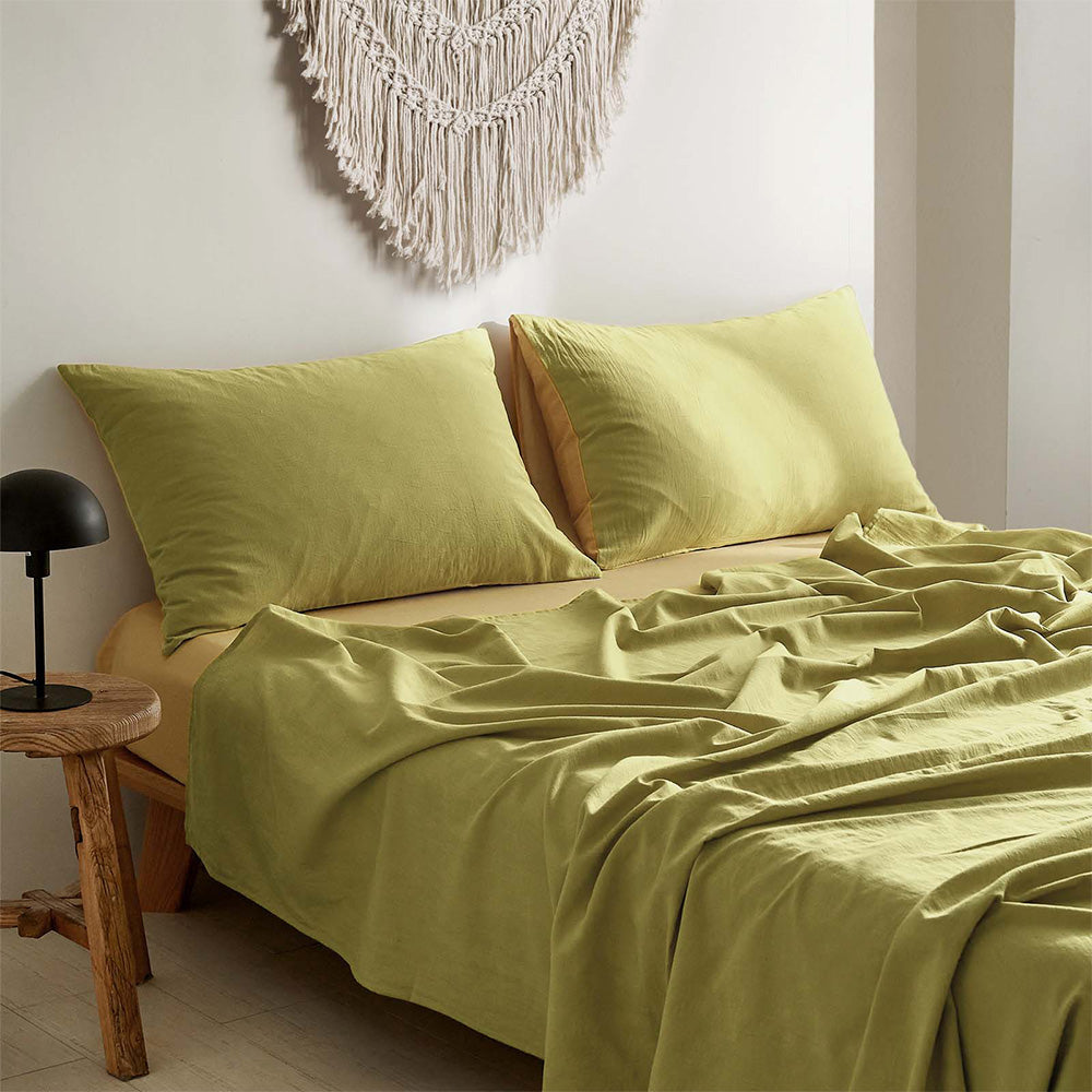 Cosy Club Cotton Bed Sheets Set Yellow Cover Single CC-SHEETSET-S-YE-YE