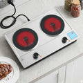 Devanti 2 Hobs Ceramic Cooktop Electric Hot Plate Infrared Knob Control 2400W CCT-B-2B-2Z-KNOB-SS
