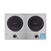 Devanti 2 Hobs Ceramic Cooktop Electric Hot Plate Infrared Knob Control 2400W CCT-B-2B-2Z-KNOB-SS