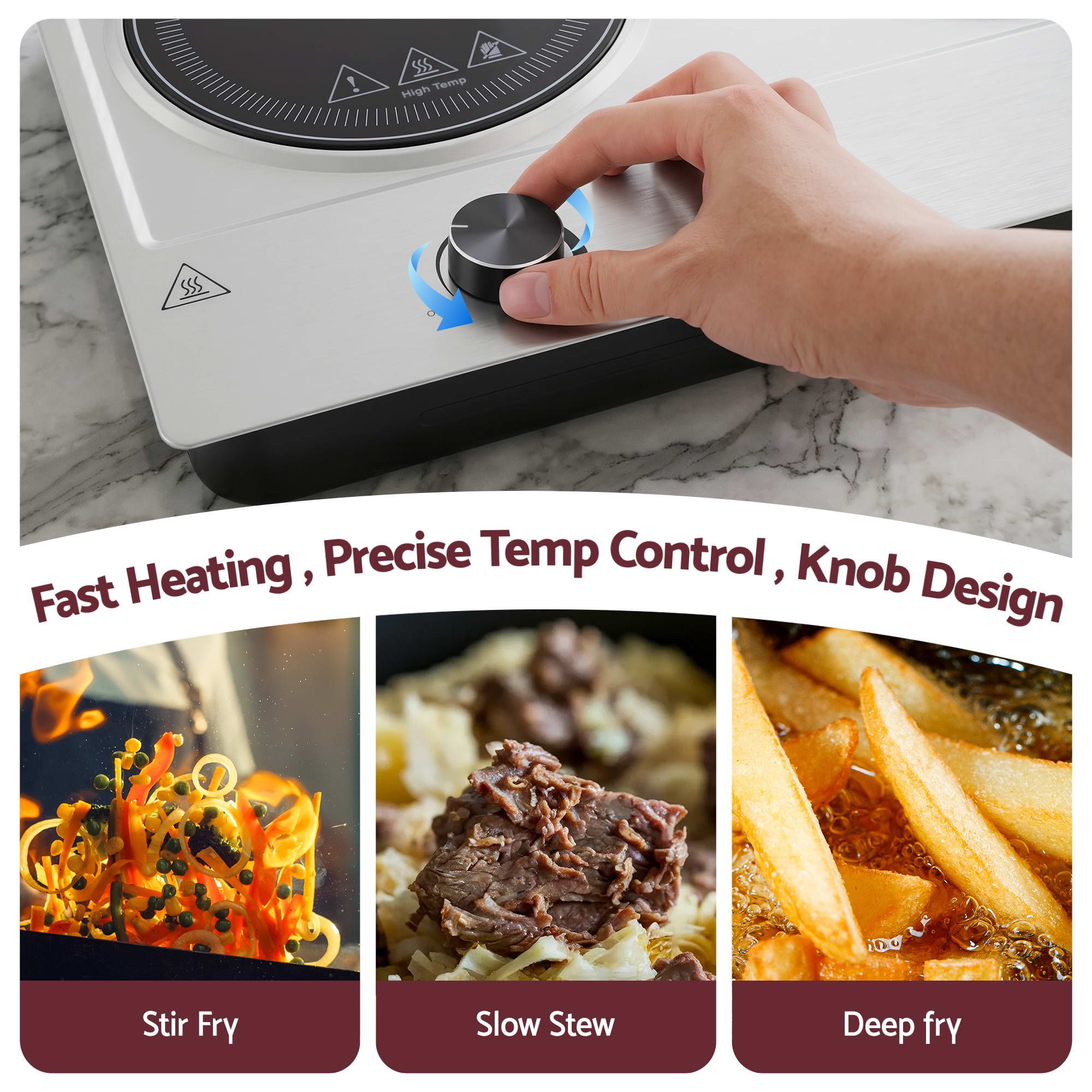 Devanti 2 Hobs Ceramic Cooktop Electric Hot Plate Infrared Knob Control 2400W CCT-B-2B-2Z-KNOB-SS
