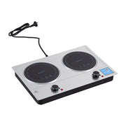 Devanti 2 Hobs Ceramic Cooktop Electric Hot Plate Infrared Knob Control 2400W CCT-B-2B-2Z-KNOB-SS