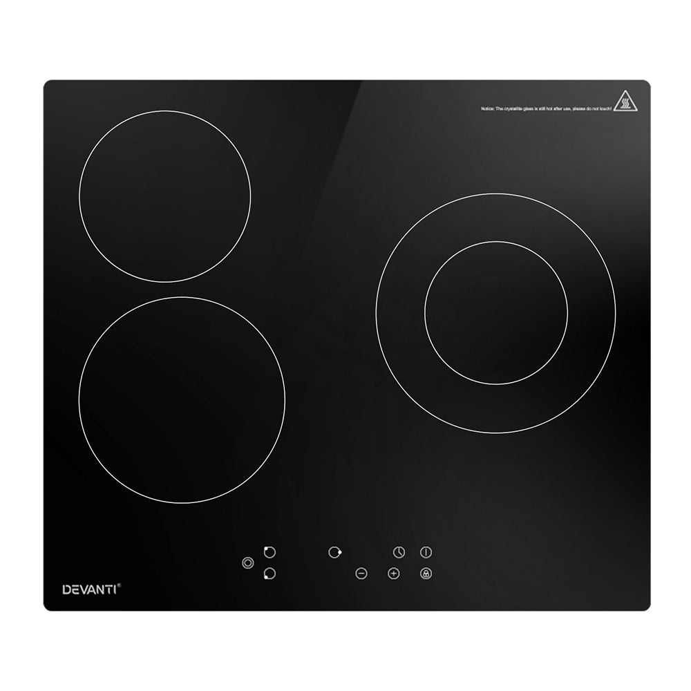 Devanti Electric Ceramic Cooktop 60cm Kitchen Cooker 4 Burner Hob Touch Control 5200W CCT-B-3E-4Z-TOUCH-BK