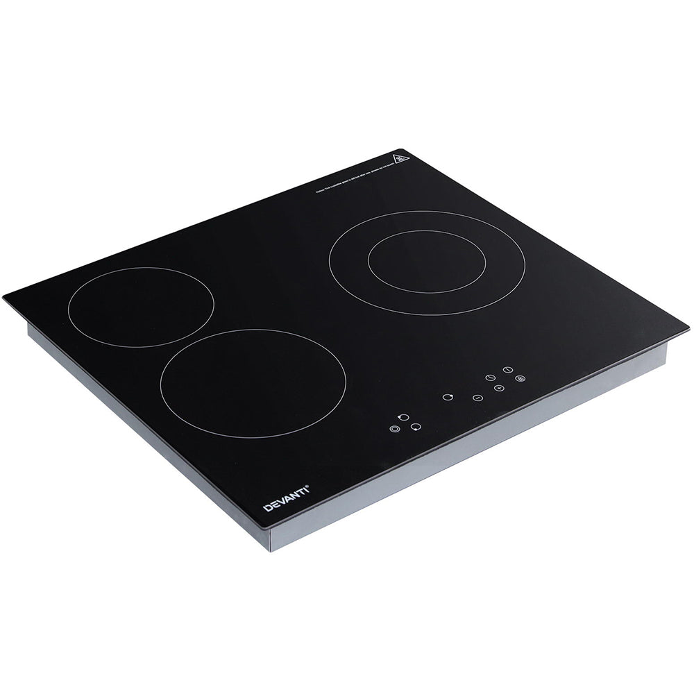 Devanti Electric Ceramic Cooktop 60cm Kitchen Cooker 4 Burner Hob Touch Control 5200W CCT-B-3E-4Z-TOUCH-BK