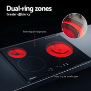Devanti Electric Ceramic Cooktop 60cm Kitchen Cooker 4 Burner Hob Touch Control 5200W CCT-B-3E-4Z-TOUCH-BK