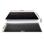 Devanti Electric Ceramic Cooktop 60cm Kitchen Cooker 4 Burner Hob Touch Control 5200W CCT-B-3E-4Z-TOUCH-BK