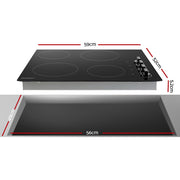 Devanti Electric Ceramic Cooktop 60cm CCT-B-4B-4Z-KNOB-BK
