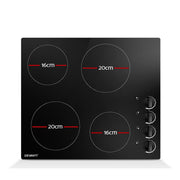 Devanti Electric Ceramic Cooktop 60cm CCT-B-4B-4Z-KNOB-BK