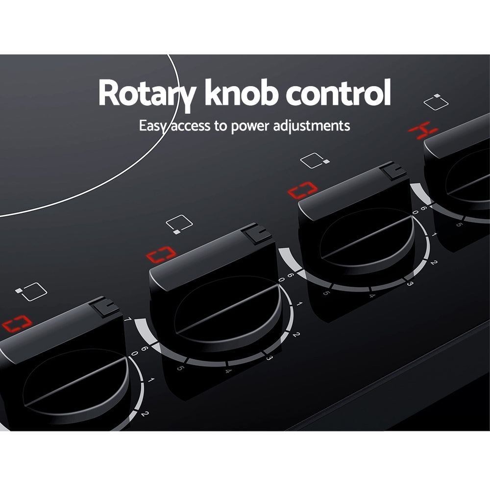 Devanti Electric Ceramic Cooktop 60cm CCT-B-4B-4Z-KNOB-BK