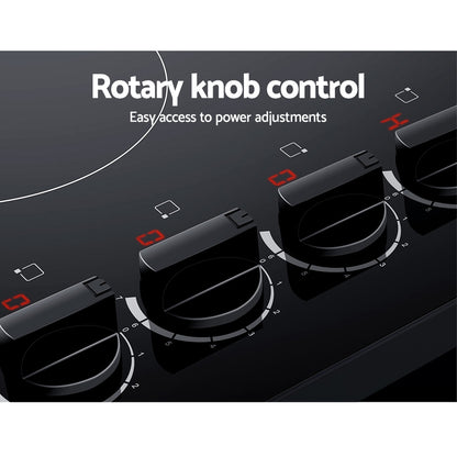 Devanti Electric Ceramic Cooktop 60cm CCT-B-4B-4Z-KNOB-BK