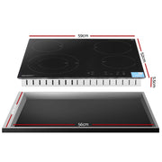 Devanti Ceramic Cooktop 5 Cooking Zone 4 Electric Hobs Touch Control 7600W Black CCT-B-4B-5Z-TOUCH-BK