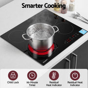 Devanti Ceramic Cooktop 5 Cooking Zone 4 Electric Hobs Touch Control 7600W Black CCT-B-4B-5Z-TOUCH-BK