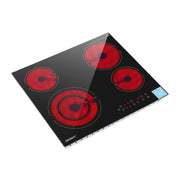 Devanti Ceramic Cooktop 5 Cooking Zone 4 Electric Hobs Touch Control 7600W Black CCT-B-4B-5Z-TOUCH-BK