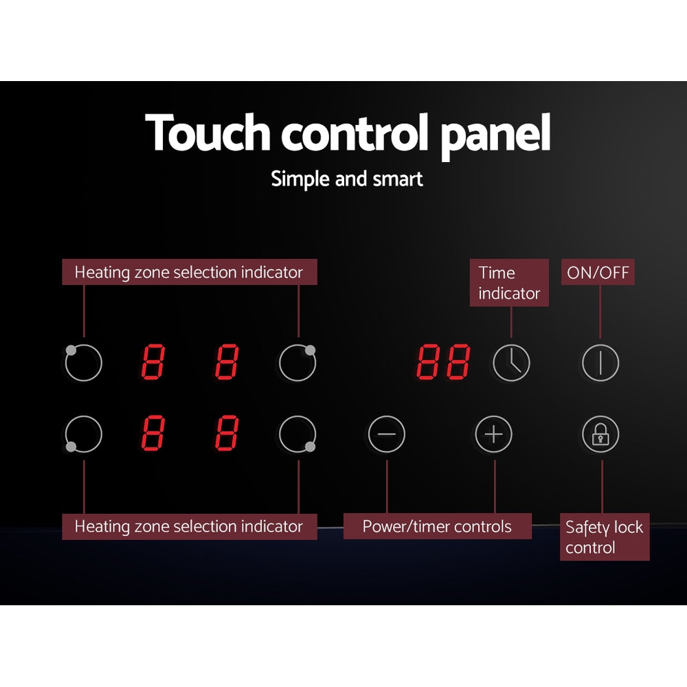 Devanti Electric Ceramic Cooktop 60cm Touch Control CCT-B-4E-4Z-TOUCH-BK