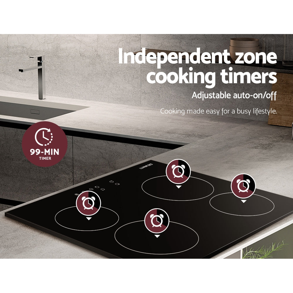 Devanti Electric Ceramic Cooktop 60cm Touch Control CCT-B-4E-4Z-TOUCH-BK