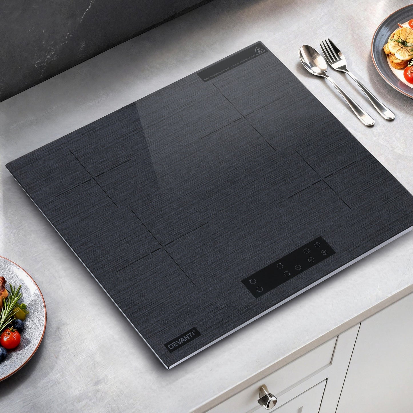 Devanti Electric Ceramic Cooktop 60cm Touch Control Grey CCT-B-4E-4Z-TOUCH-GY
