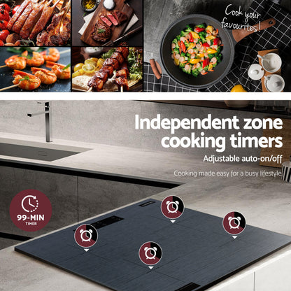 Devanti Electric Ceramic Cooktop 60cm Touch Control Grey CCT-B-4E-4Z-TOUCH-GY