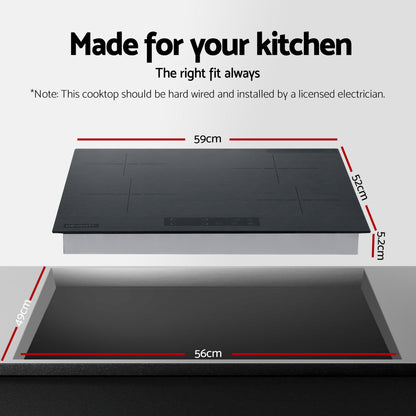 Devanti Electric Ceramic Cooktop 60cm Touch Control Grey CCT-B-4E-4Z-TOUCH-GY