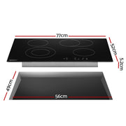 Devanti Electric Ceramic Cooktop 77cm CCT-B-4E-6Z-TOUCH-BK