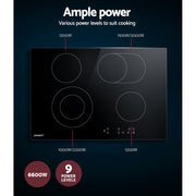 Devanti Electric Ceramic Cooktop 77cm CCT-B-4E-6Z-TOUCH-BK