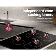 Devanti Electric Ceramic Cooktop 77cm CCT-B-4E-6Z-TOUCH-BK