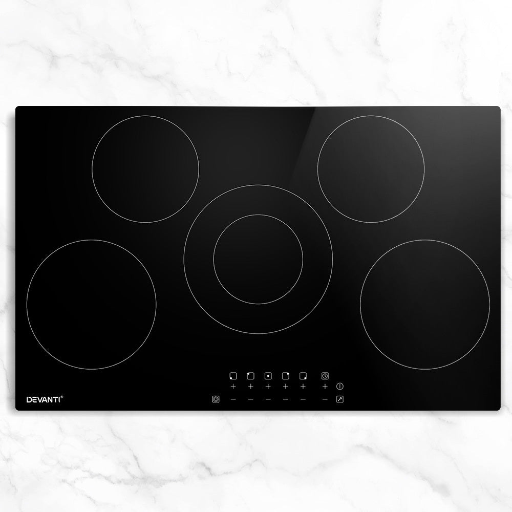 Devanti Electric Ceramic Cooktop 90cm CCT-B-5B-6Z-TOUCH-BK