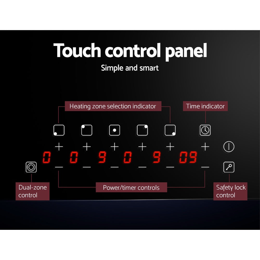 Devanti Electric Ceramic Cooktop 90cm CCT-B-5B-6Z-TOUCH-BK