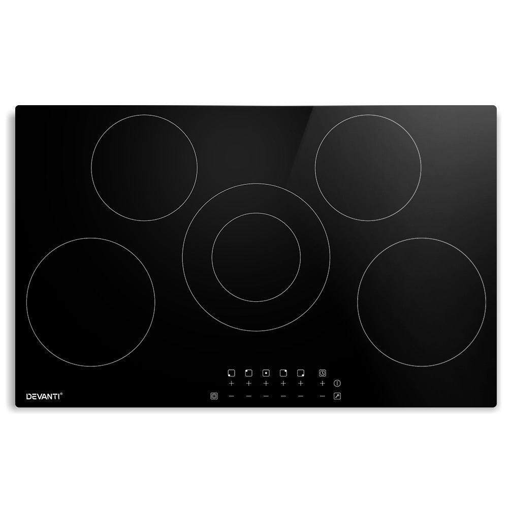 Devanti Electric Ceramic Cooktop 90cm CCT-B-5B-6Z-TOUCH-BK
