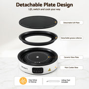 Devanti Ceramic Cooktop Electric Hot Plate Countertop Grill Cooker White