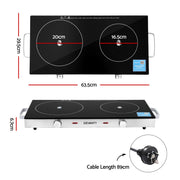 Devanti Portable Ceramic Cooktop Dual Burner Electric Hot Plate 2800W Black