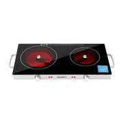 Devanti Portable Ceramic Cooktop Dual Burner Electric Hot Plate 2800W Black
