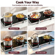 Devanti Portable Ceramic Cooktop Dual Burner Electric Hot Plate 2800W Black