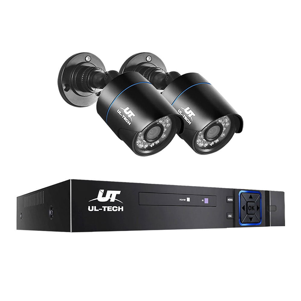 UL-TECH 1080P Security Camera System 4CH DVR with 2 CCTV Bullet Cameras CCTV-4C-2B-BK