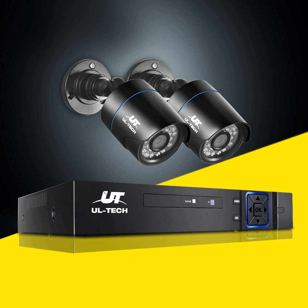 UL-TECH 1080P Security Camera System 4CH DVR with 2 CCTV Bullet Cameras CCTV-4C-2B-BK
