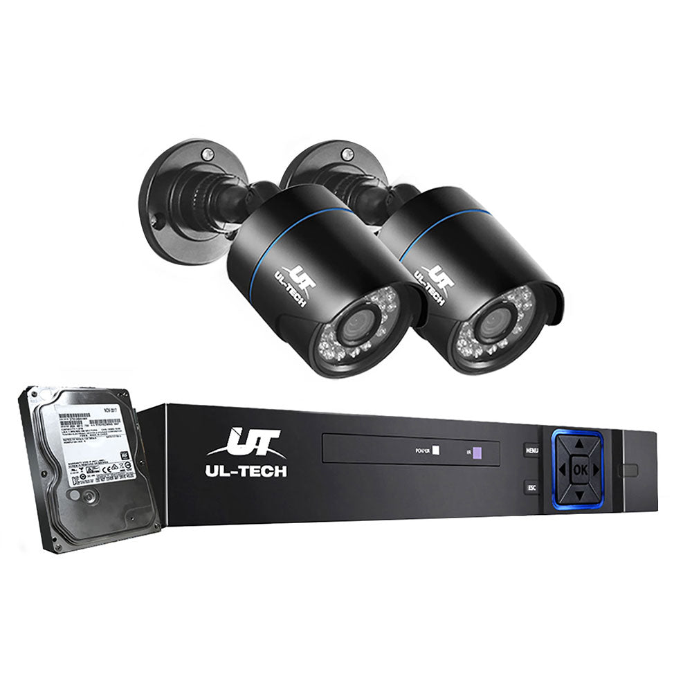 UL-tech CCTV Security System 4CH DVR 2 Cameras 1TB Hard Drive CCTV-4C-2B-BK-T
