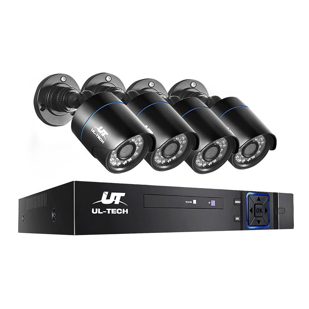 UL-TECH 1080P Security Camera System 4CH DVR with 4 CCTV Bullet Cameras CCTV-4C-4B-BK