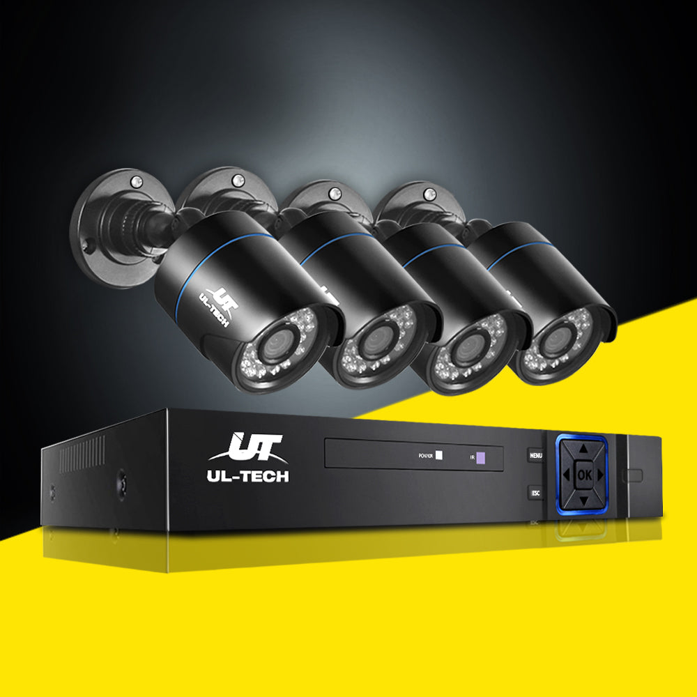 UL-TECH 1080P Security Camera System 4CH DVR with 4 CCTV Bullet Cameras CCTV-4C-4B-BK