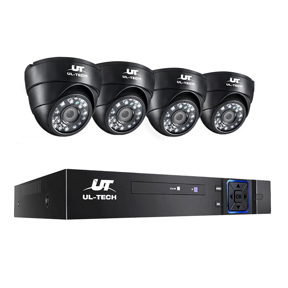 UL-TECH 1080P Security Camera System 4CH DVR with 4 CCTV Dome Cameras CCTV-4C-4D-BK